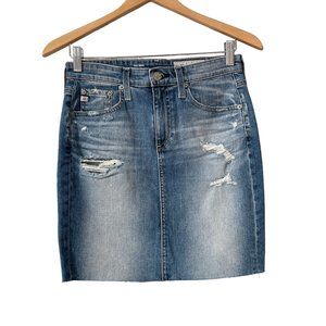 Ag Adriano Goldschmied Erin Denim Pencil Skirt Womens 26R Blue Cotton Blend